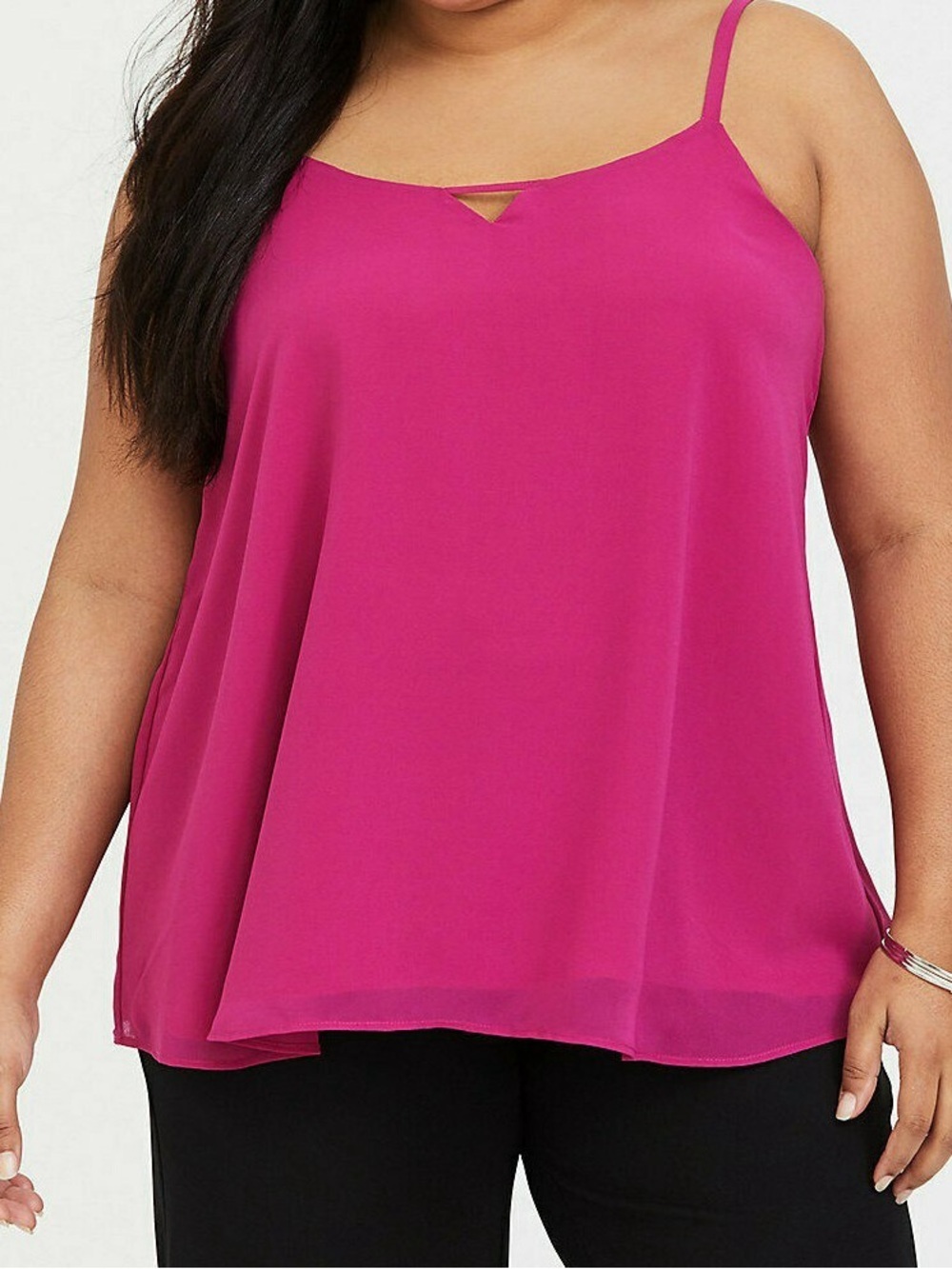 EUC Torrid Sophie Chiffon Keyhole Swing Cami, Size 1X (14/16), Fuchsia Purple